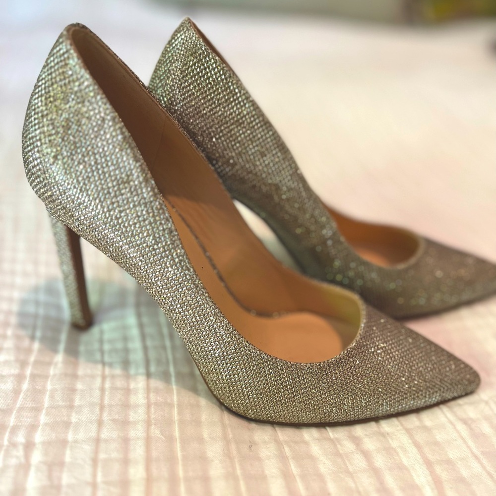 Nine West Gold Glitter Heels